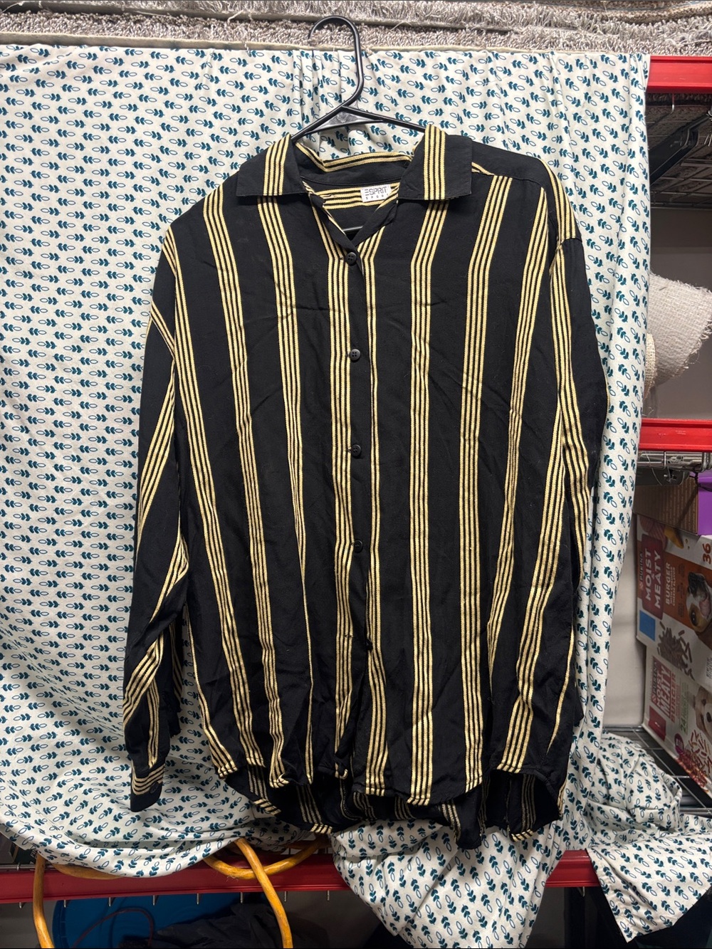 Esprit Black Top with Yellow Trim Stripes